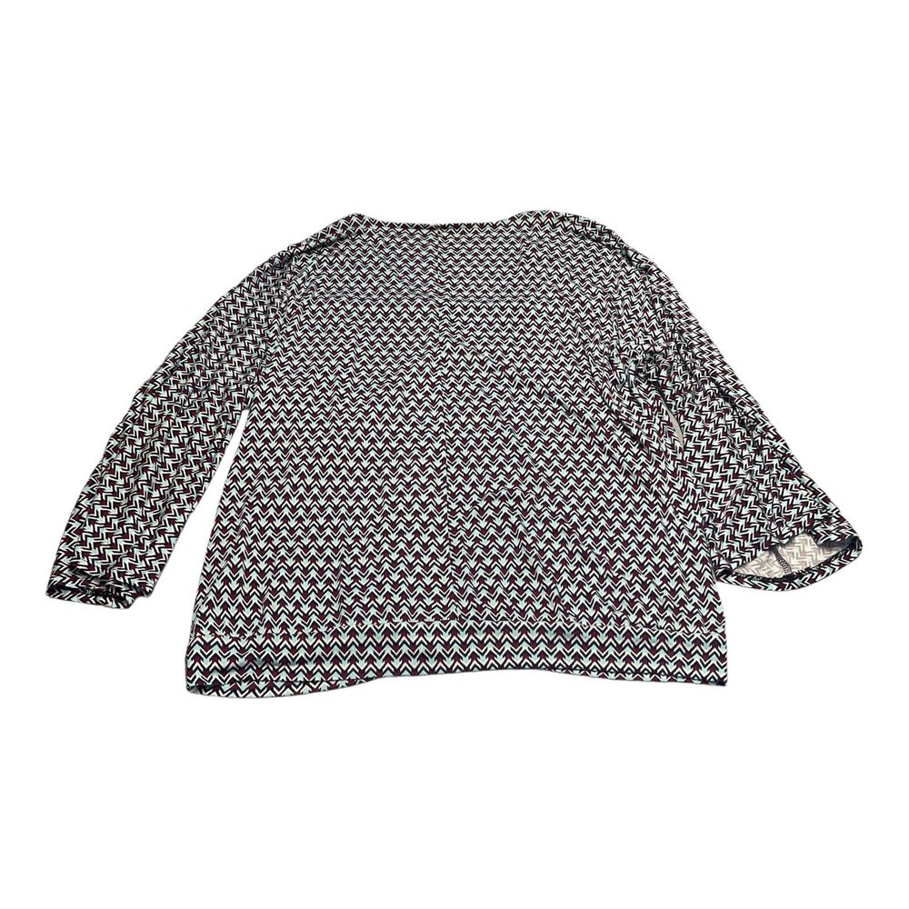 Lascana Blouse Top Women's 8/10 Multicolor Chevron Viscose V-Neck Flare Sleeve - Picture 2 of 8